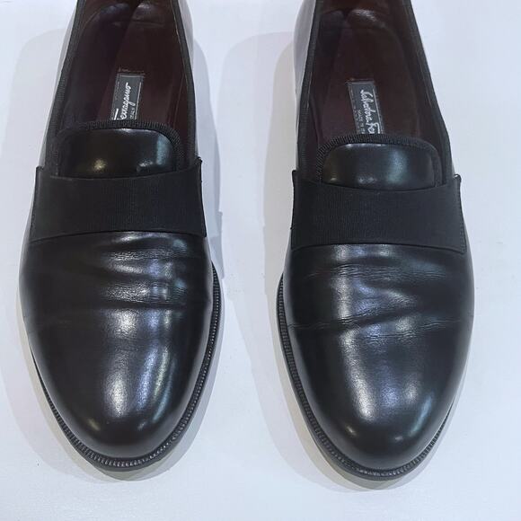 Salvatore Ferragamo 8.5 D Rio Almond Toe Flat Calf Leather Loafers Black Italy - Picture 7 of 12